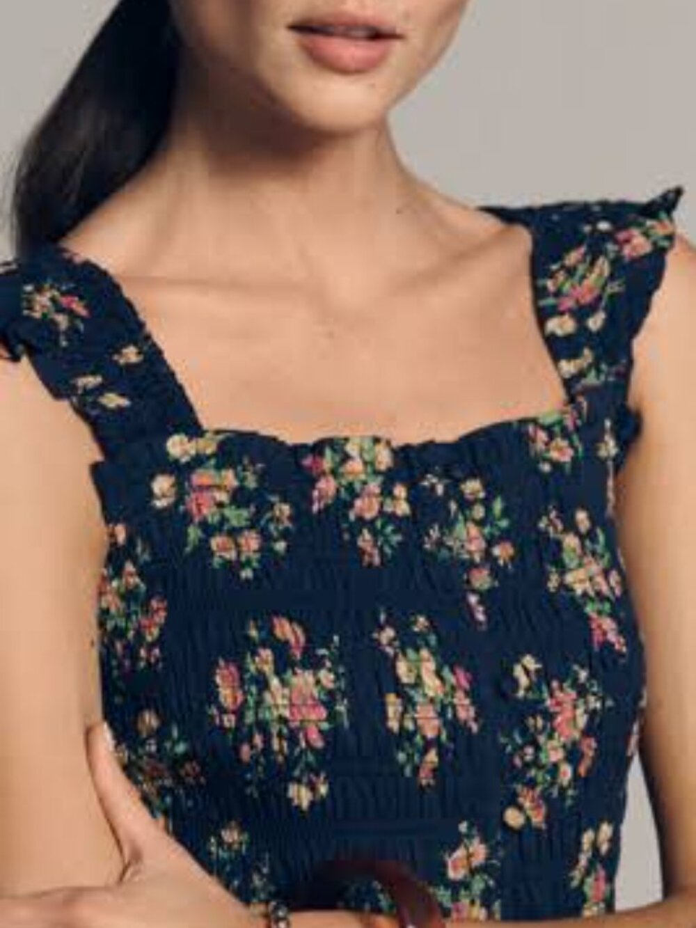 Anthropologie Peregrine Square-Neck Mini Dress - Navy Floral - Picture 3 of 3